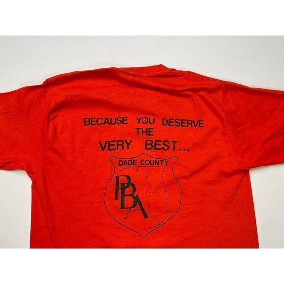 VINTAGE Date County PBA Florida T-shirt Men Large Orange 80s Single Stitch - Picture 5 of 7